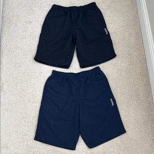 Reebok Men’s Athletic Shorts Lightweight Elastic Waist 2 Pieces (black and blue)